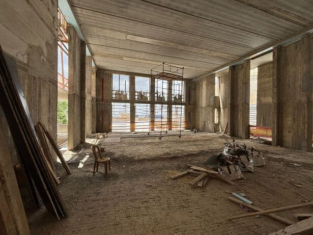 The main hall takes shape